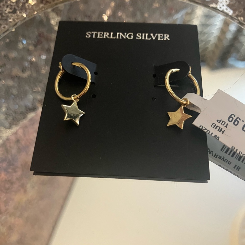 Gold Star Hoop Earrings